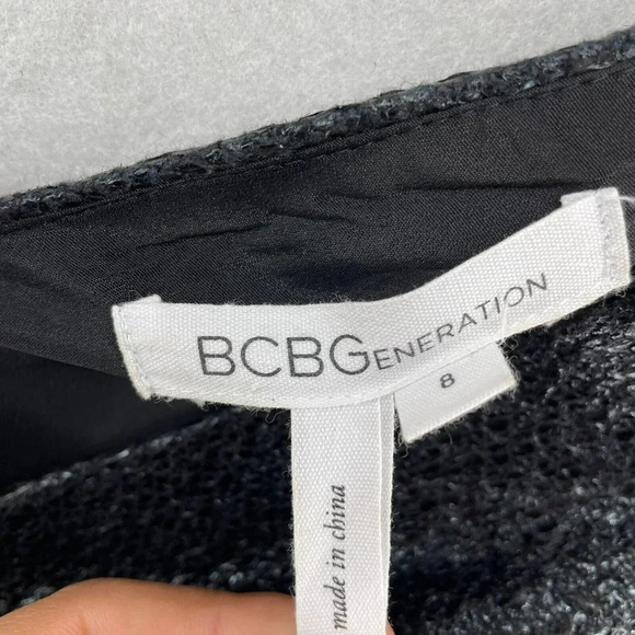 BCBGeneration Mini Dress Women's 8 Black Leopard Print Plunging V-Neck Metallic - Picture 10 of 11